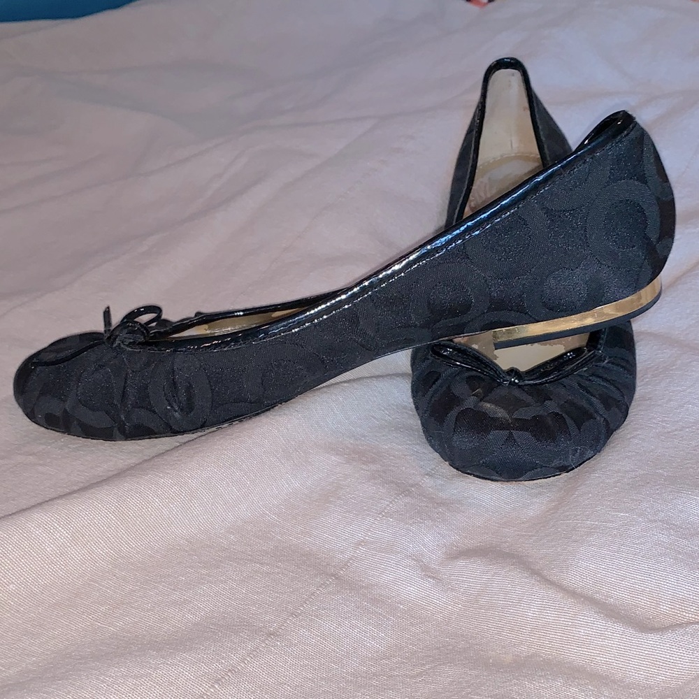 Coach 🖤 monogram black canvas ballet flats